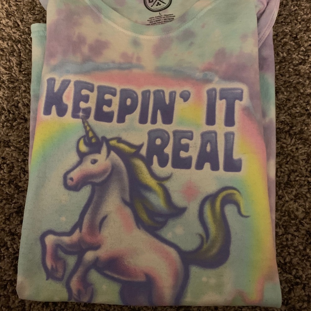 Unisex Large unicorn tie dye tshirt.